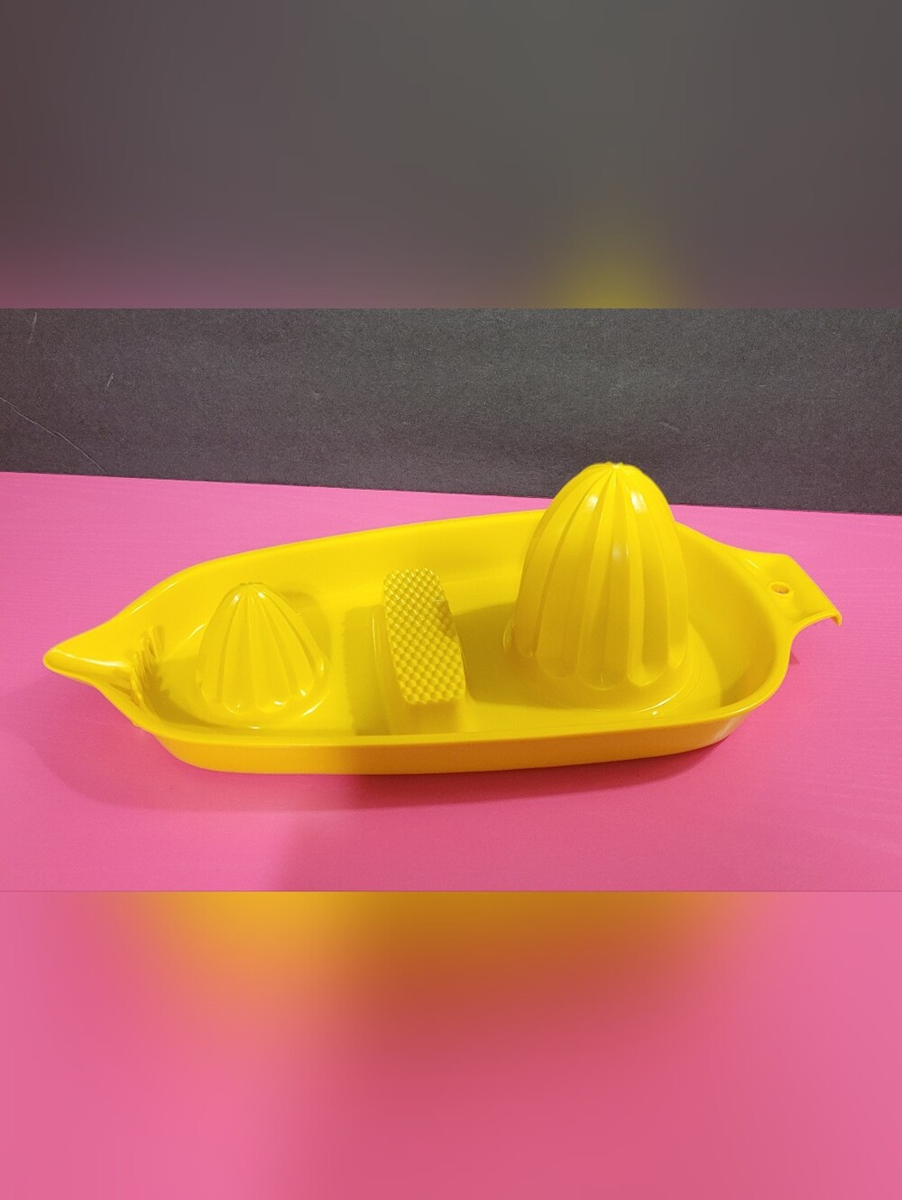Vintage Hutzler Mfg. Co. 1970 Yellow Plastic Citrus Juicer and Zester